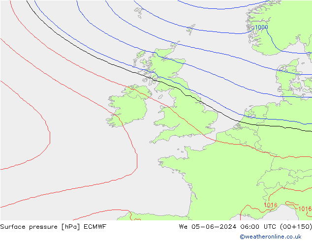 pressão do solo ECMWF Qua 05.06.2024 06 UTC