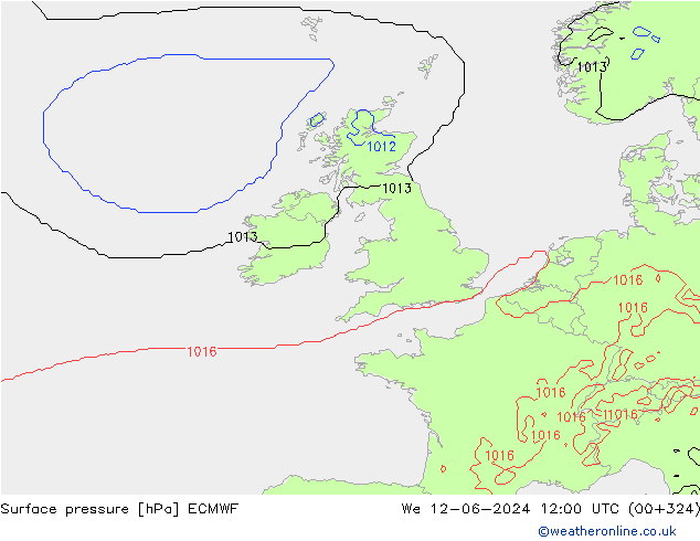 pression de l'air ECMWF mer 12.06.2024 12 UTC