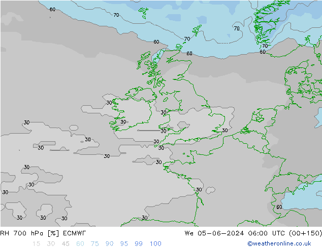 RH 700 hPa ECMWF Mi 05.06.2024 06 UTC