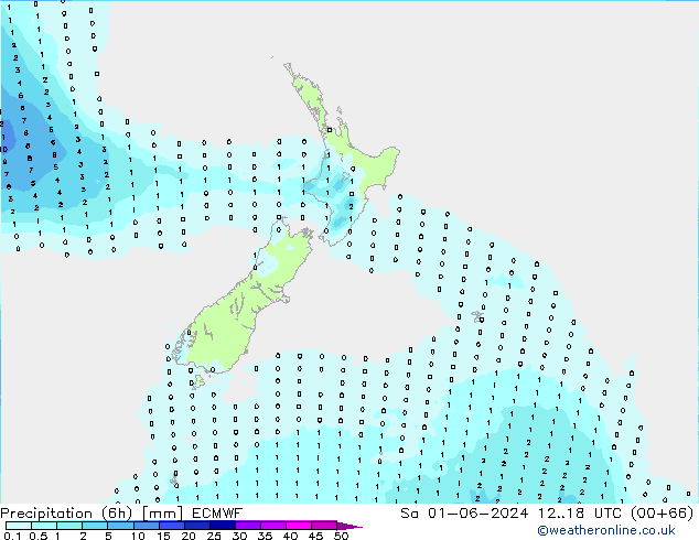 Precipitazione (6h) ECMWF sab 01.06.2024 18 UTC