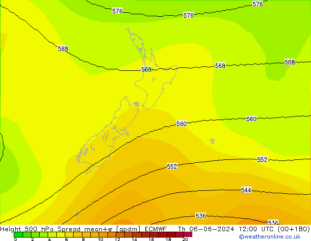 Géop. 500 hPa Spread ECMWF jeu 06.06.2024 12 UTC