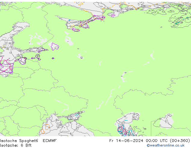 Isotachs Spaghetti ECMWF Fr 14.06.2024 00 UTC