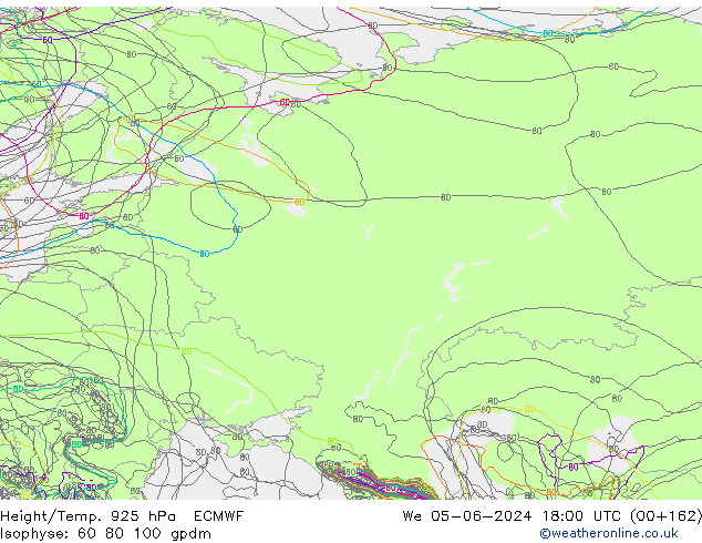 Height/Temp. 925 hPa ECMWF Mi 05.06.2024 18 UTC