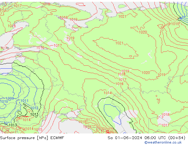 Pressione al suolo ECMWF sab 01.06.2024 06 UTC