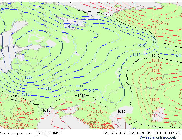 приземное давление ECMWF пн 03.06.2024 00 UTC