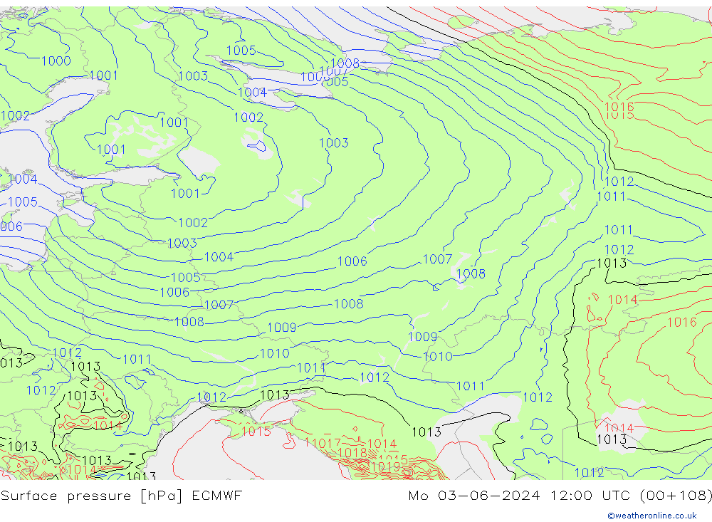 Yer basıncı ECMWF Pzt 03.06.2024 12 UTC