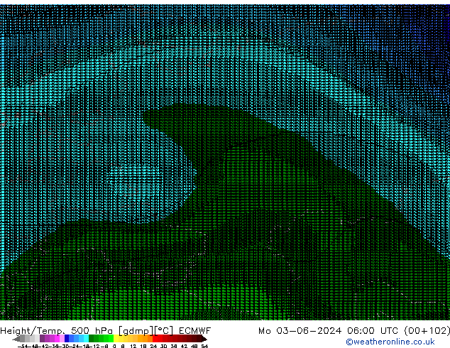 Hoogte/Temp. 500 hPa ECMWF ma 03.06.2024 06 UTC