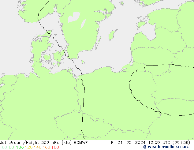 Straalstroom ECMWF vr 31.05.2024 12 UTC