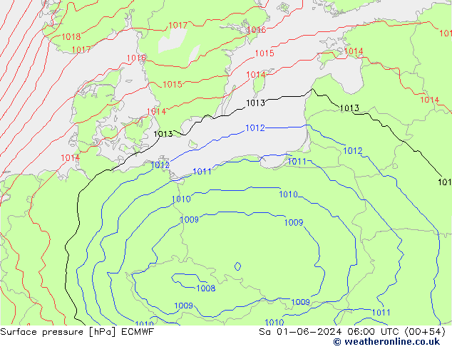 Luchtdruk (Grond) ECMWF za 01.06.2024 06 UTC