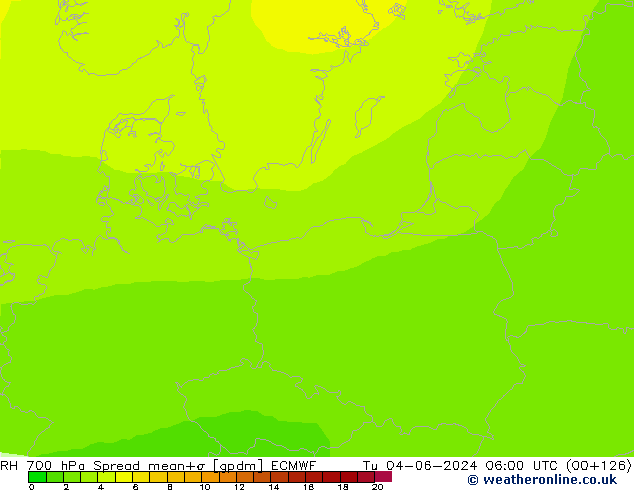 RV 700 hPa Spread ECMWF di 04.06.2024 06 UTC