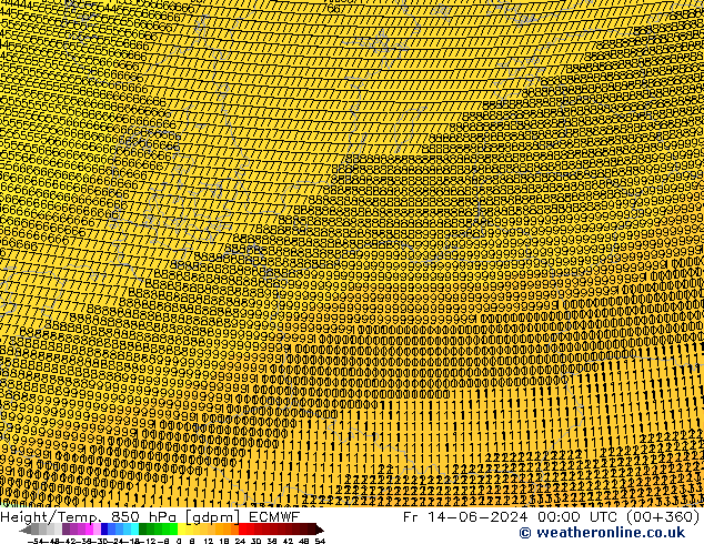 Height/Temp. 850 hPa ECMWF Pá 14.06.2024 00 UTC