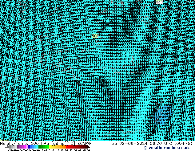 Height/Temp. 500 hPa ECMWF Su 02.06.2024 06 UTC