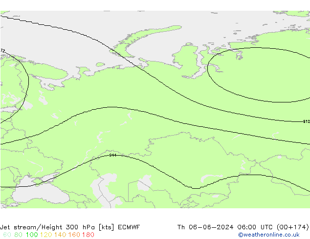 Prąd strumieniowy ECMWF czw. 06.06.2024 06 UTC