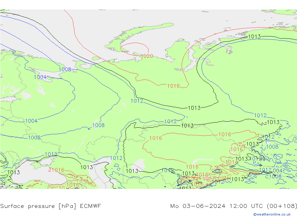 Luchtdruk (Grond) ECMWF ma 03.06.2024 12 UTC
