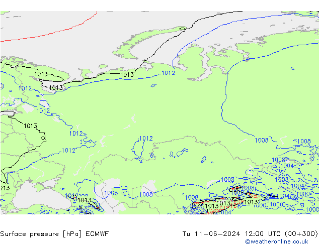 Luchtdruk (Grond) ECMWF di 11.06.2024 12 UTC