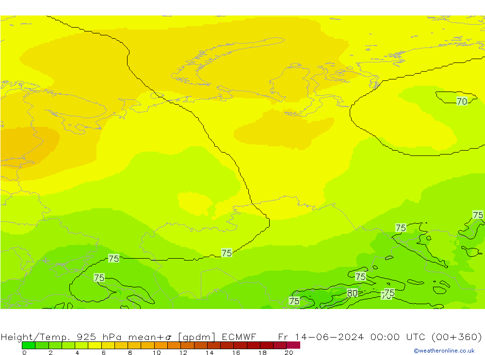 Géop./Temp. 925 hPa ECMWF ven 14.06.2024 00 UTC