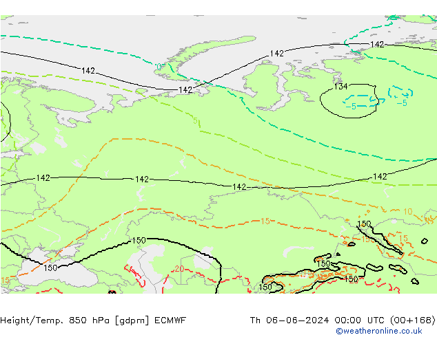 Height/Temp. 850 hPa ECMWF gio 06.06.2024 00 UTC