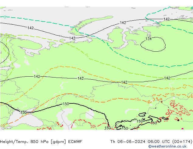 Height/Temp. 850 hPa ECMWF czw. 06.06.2024 06 UTC
