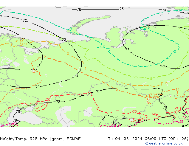 Yükseklik/Sıc. 925 hPa ECMWF Sa 04.06.2024 06 UTC