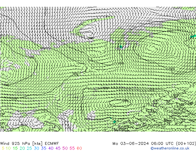 Wind 925 hPa ECMWF Mo 03.06.2024 06 UTC