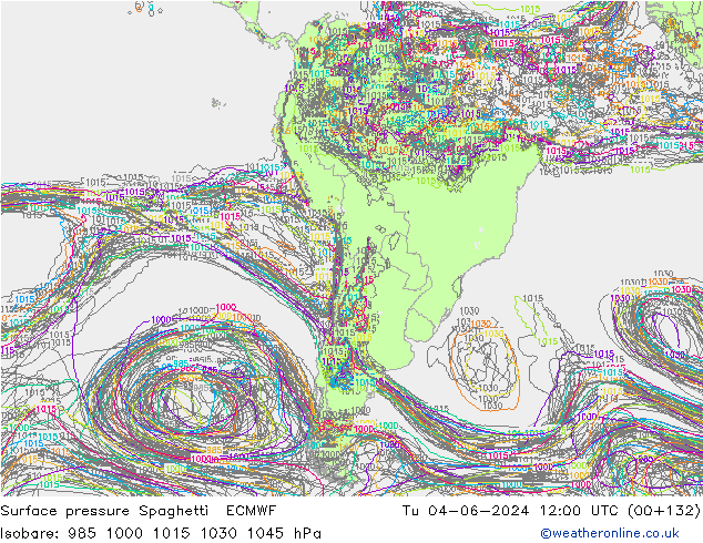 приземное давление Spaghetti ECMWF вт 04.06.2024 12 UTC
