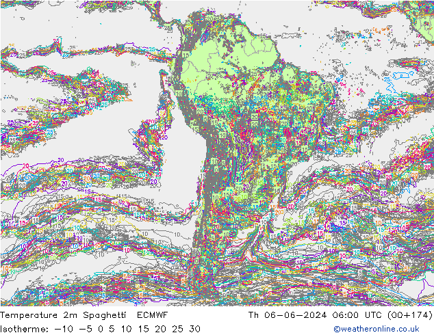 Temperatuurkaart Spaghetti ECMWF do 06.06.2024 06 UTC