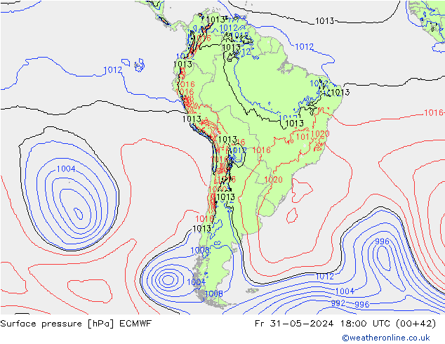 Surface pressure ECMWF Fr 31.05.2024 18 UTC