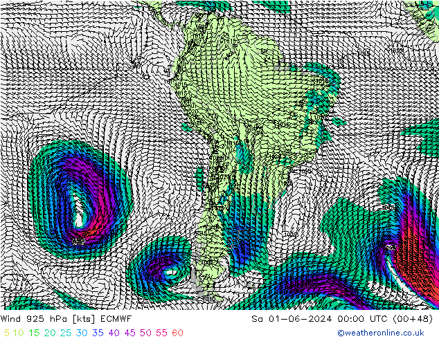 Wind 925 hPa ECMWF Sa 01.06.2024 00 UTC