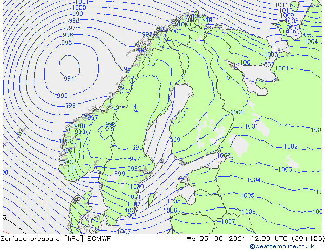 Surface pressure ECMWF We 05.06.2024 12 UTC