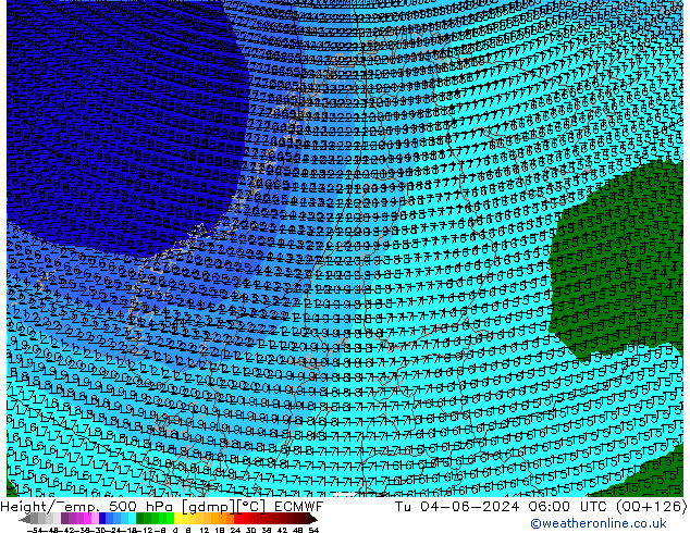 Height/Temp. 500 hPa ECMWF Ter 04.06.2024 06 UTC