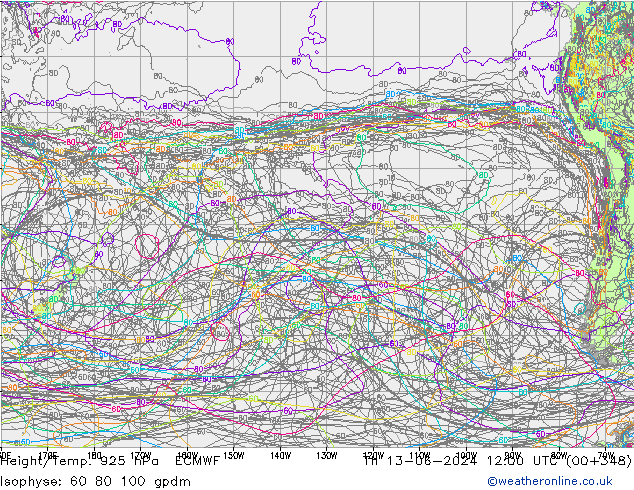 Yükseklik/Sıc. 925 hPa ECMWF Per 13.06.2024 12 UTC