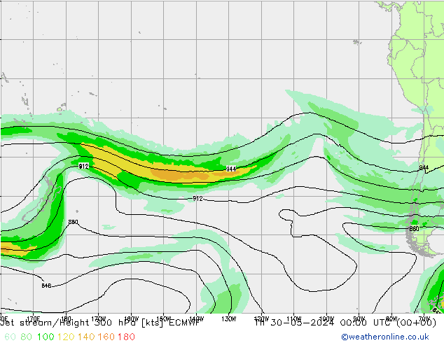 Straalstroom ECMWF do 30.05.2024 00 UTC