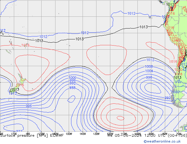 Surface pressure ECMWF We 05.06.2024 12 UTC