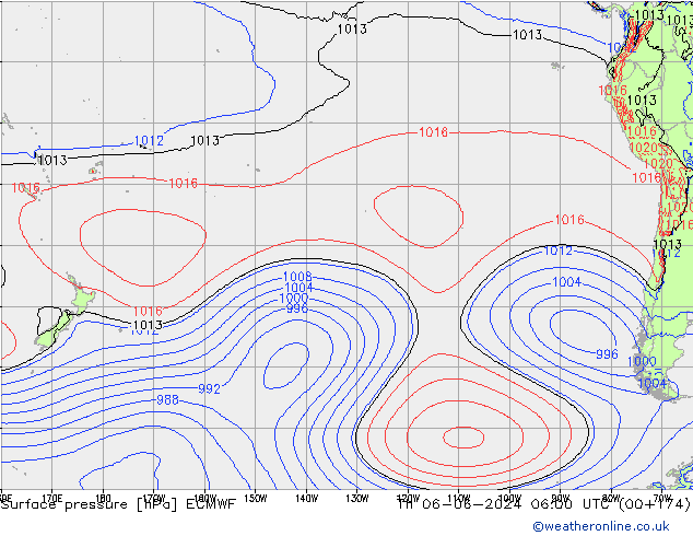 Atmosférický tlak ECMWF Čt 06.06.2024 06 UTC