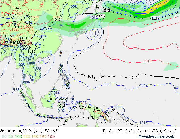 Jet stream ECMWF Sex 31.05.2024 00 UTC