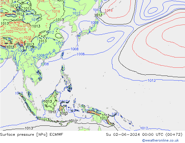 приземное давление ECMWF Вс 02.06.2024 00 UTC