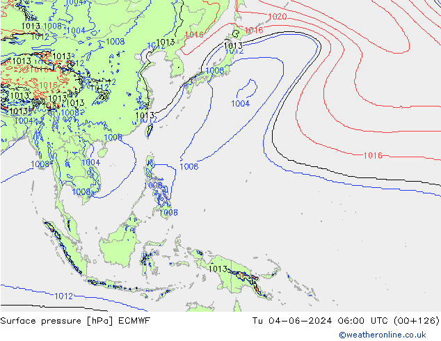 Luchtdruk (Grond) ECMWF di 04.06.2024 06 UTC