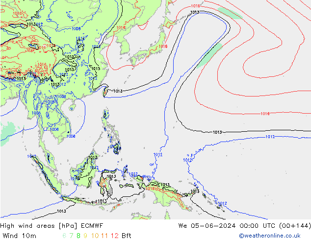 High wind areas ECMWF Qua 05.06.2024 00 UTC