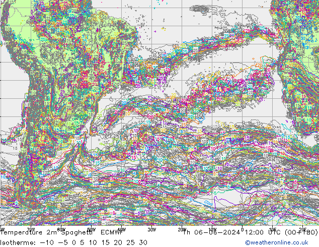 Sıcaklık Haritası 2m Spaghetti ECMWF Per 06.06.2024 12 UTC