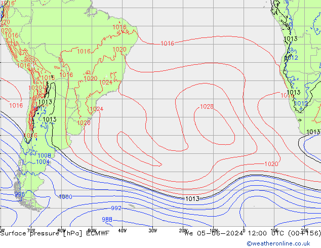 Surface pressure ECMWF We 05.06.2024 12 UTC