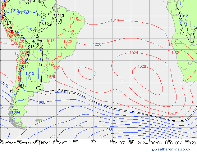 Luchtdruk (Grond) ECMWF vr 07.06.2024 00 UTC