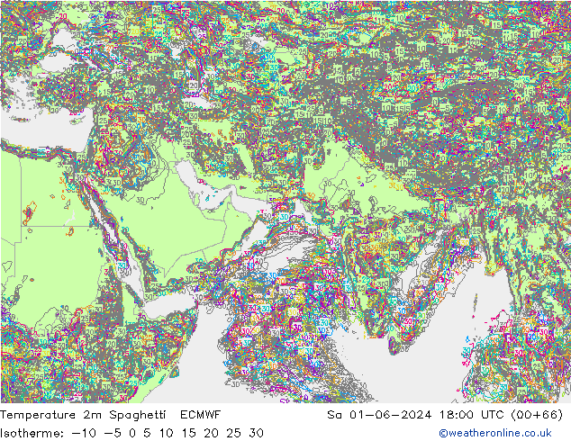 température 2m Spaghetti ECMWF sam 01.06.2024 18 UTC
