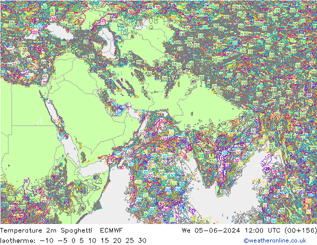 Temperature 2m Spaghetti ECMWF We 05.06.2024 12 UTC