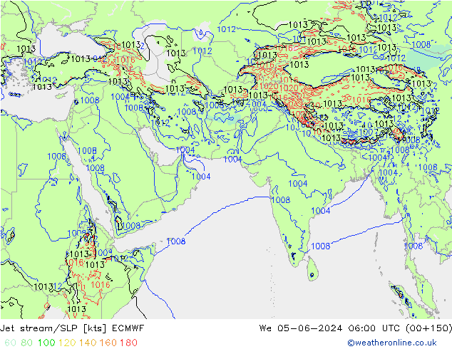 Corrente a getto ECMWF mer 05.06.2024 06 UTC