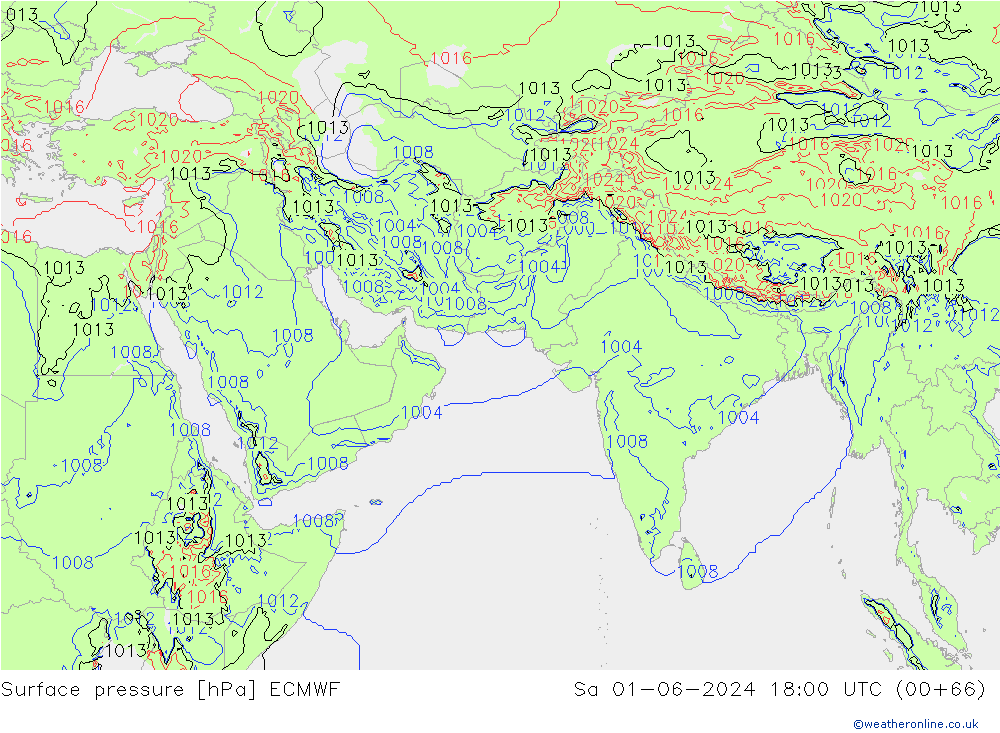 Luchtdruk (Grond) ECMWF za 01.06.2024 18 UTC