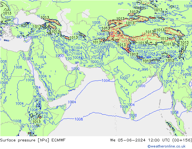 Luchtdruk (Grond) ECMWF wo 05.06.2024 12 UTC