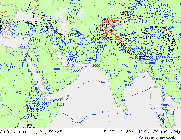 Surface pressure ECMWF Fr 07.06.2024 12 UTC