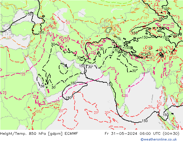 Height/Temp. 850 hPa ECMWF  31.05.2024 06 UTC