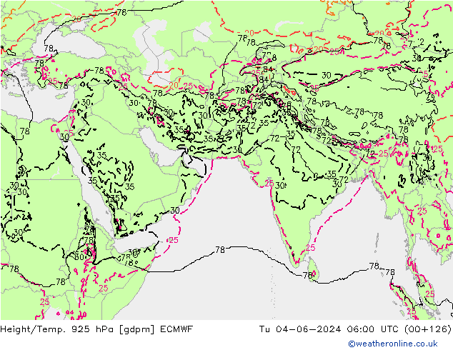 Height/Temp. 925 гПа ECMWF вт 04.06.2024 06 UTC