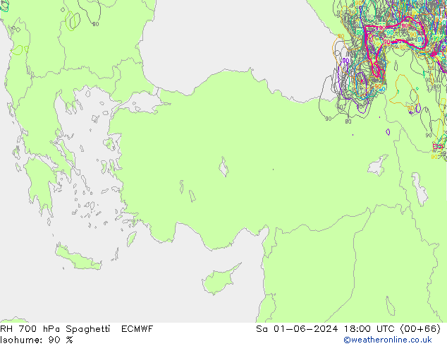 RV 700 hPa Spaghetti ECMWF za 01.06.2024 18 UTC